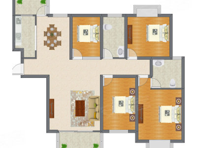 4室2厅 150.00平米