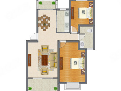 2室2厅 98.74平米户型图