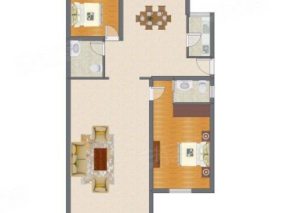2室2厅 137.13平米户型图