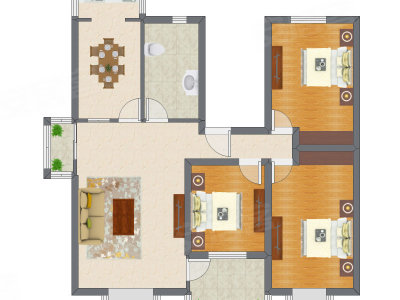 3室2厅 140.21平米户型图