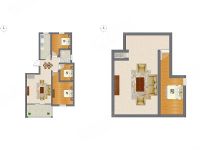 3室1厅 64.47平米