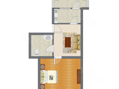 1室1厅 53.00平米户型图