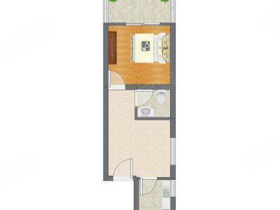 1室1厅 40.83平米户型图