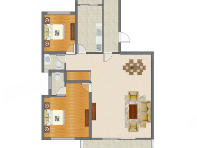 2室2厅 123.35平米户型图