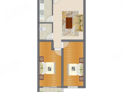 2室1厅 81.16平米