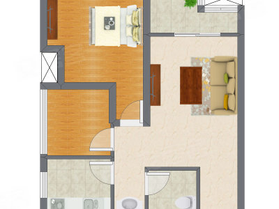 1室1厅 47.30平米户型图