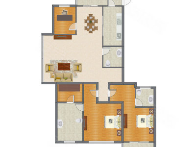 3室2厅 135.14平米户型图