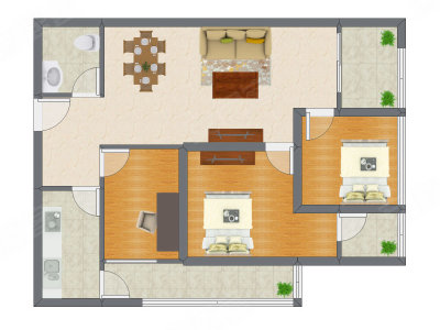 3室2厅 87.24平米户型图
