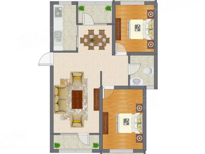 2室2厅 87.00平米