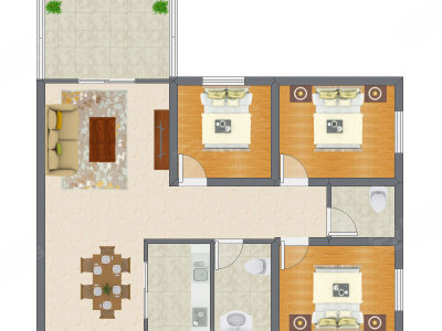 3室2厅 89.80平米