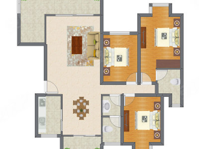3室2厅 125.39平米