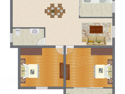 2室2厅 89.20平米
