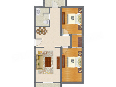 2室2厅 99.39平米户型图