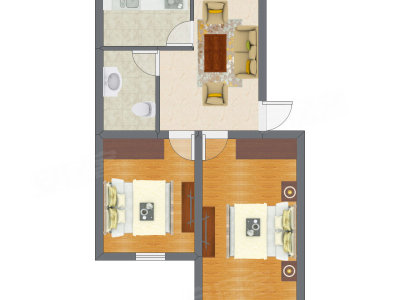 2室1厅 45.85平米