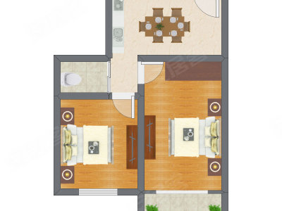 2室1厅 54.54平米