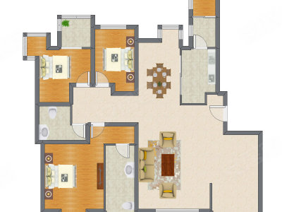 3室2厅 195.53平米