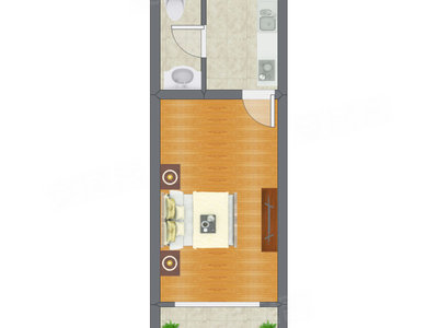 1室0厅 36.24平米户型图