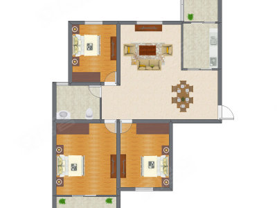 3室1厅 105.31平米