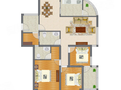 3室1厅 135.70平米