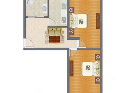 2室1厅 65.22平米
