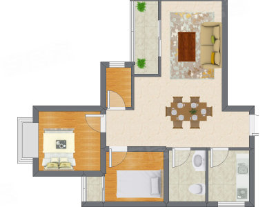3室2厅 93.16平米户型图