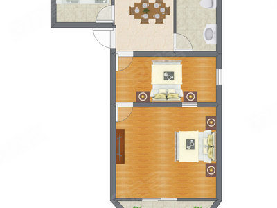 2室1厅 52.30平米