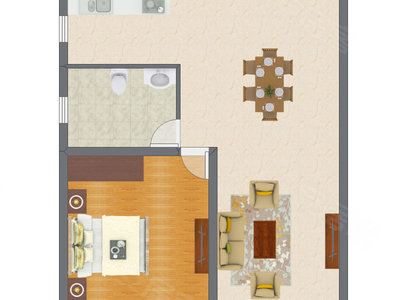 1室1厅 67.25平米户型图
