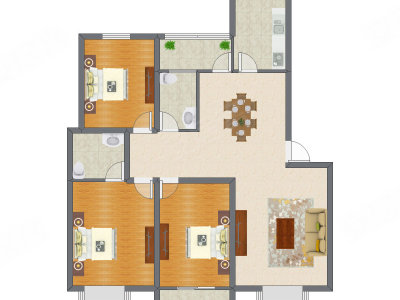 3室2厅 105.31平米