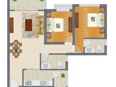 3室2厅 90.00平米户型图