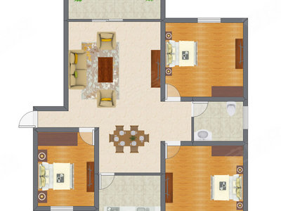 3室2厅 100.43平米
