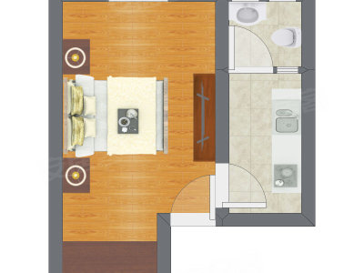 1室0厅 30.22平米户型图