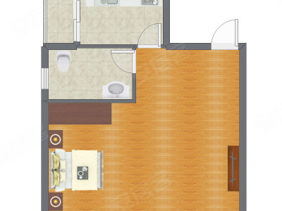 1室0厅 51.44平米户型图