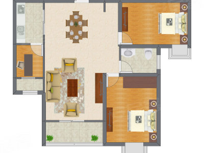 2室2厅 97.20平米户型图
