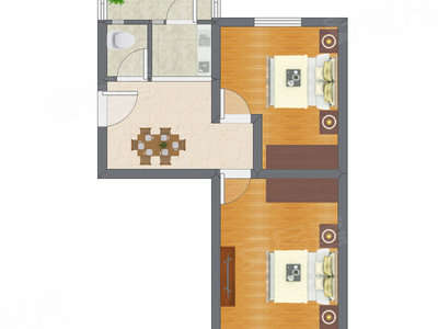 2室1厅 40.12平米