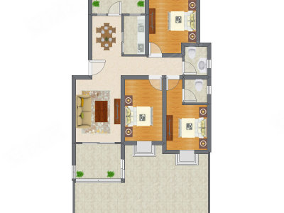 3室2厅 153.90平米户型图