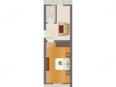 1室1厅 41.54平米户型图
