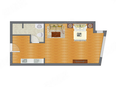 1室2厅 59.32平米户型图