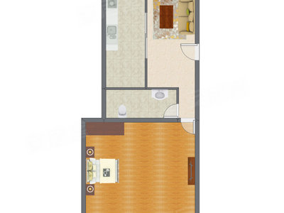 1室1厅 40.70平米