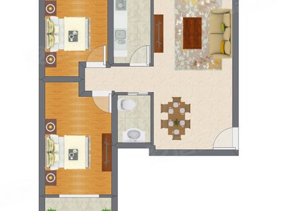 2室2厅 92.00平米