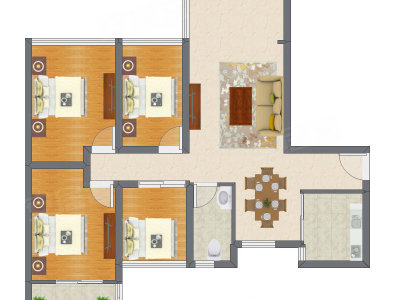 4室2厅 80.78平米