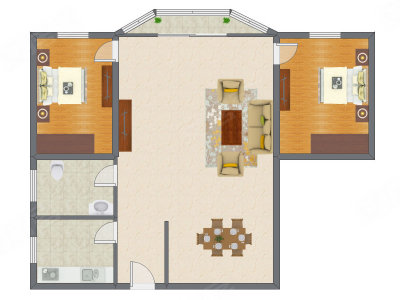 2室2厅 75.00平米