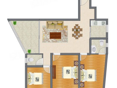 3室2厅 112.78平米户型图