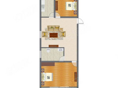 2室1厅 48.42平米