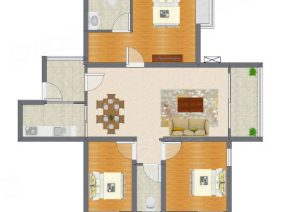 3室2厅 117.00平米