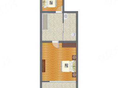 2室1厅 39.83平米户型图