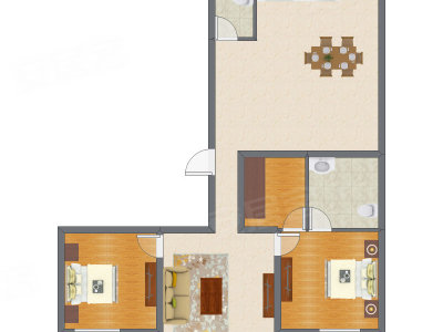2室2厅 133.70平米户型图