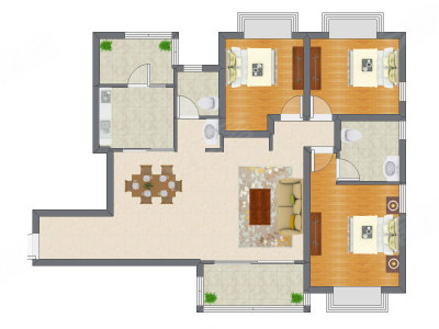 3室2厅 121.80平米户型图