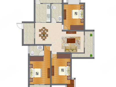 3室2厅 132.66平米