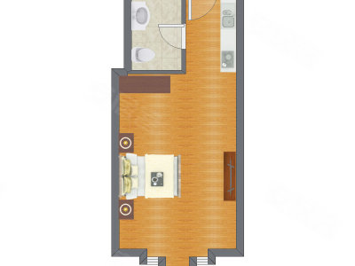 1室0厅 46.31平米户型图
