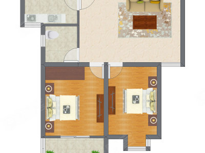 2室1厅 83.18平米户型图